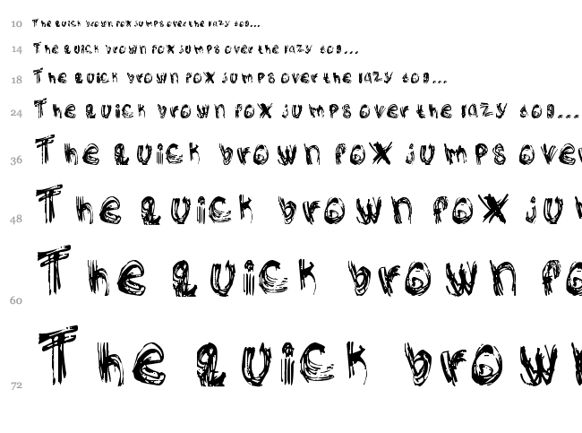 Rough Outline font waterfall